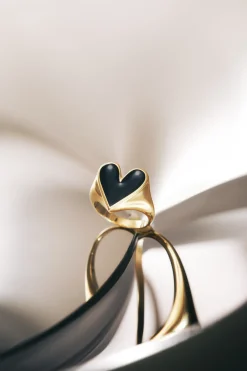 Bijoux|Balzac Bague Faustine Dore Coeur Noir
