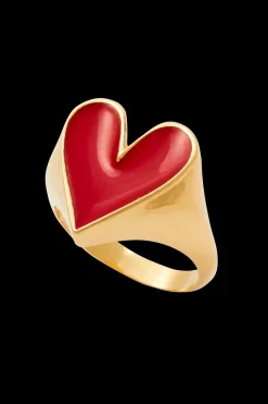Bijoux|Balzac Bague Faustine Dore Coeur Rouge
