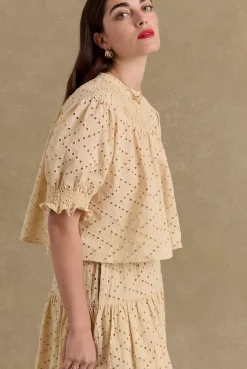 Chemises Et Blouses|Balzac Blouse Amicie Broderie Anglaise Beige