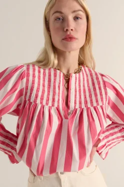 Chemises Et Blouses|Balzac Blouse Ophelie Rayures Rose