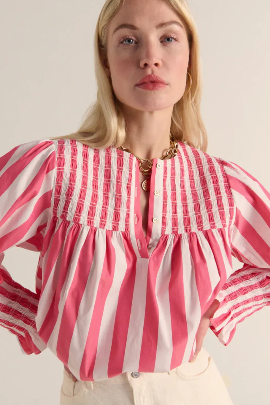 Chemises Et Blouses|Balzac Blouse Ophelie Rayures Rose