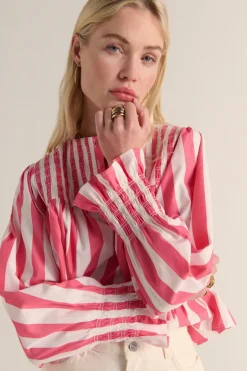 Chemises Et Blouses|Balzac Blouse Ophelie Rayures Rose