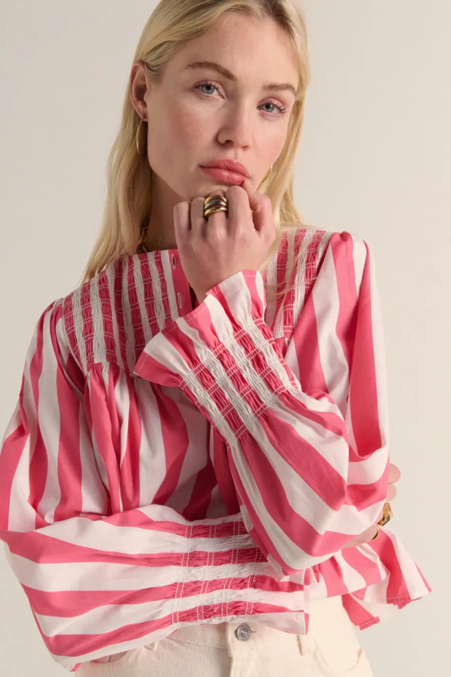 Chemises Et Blouses|Balzac Blouse Ophelie Rayures Rose