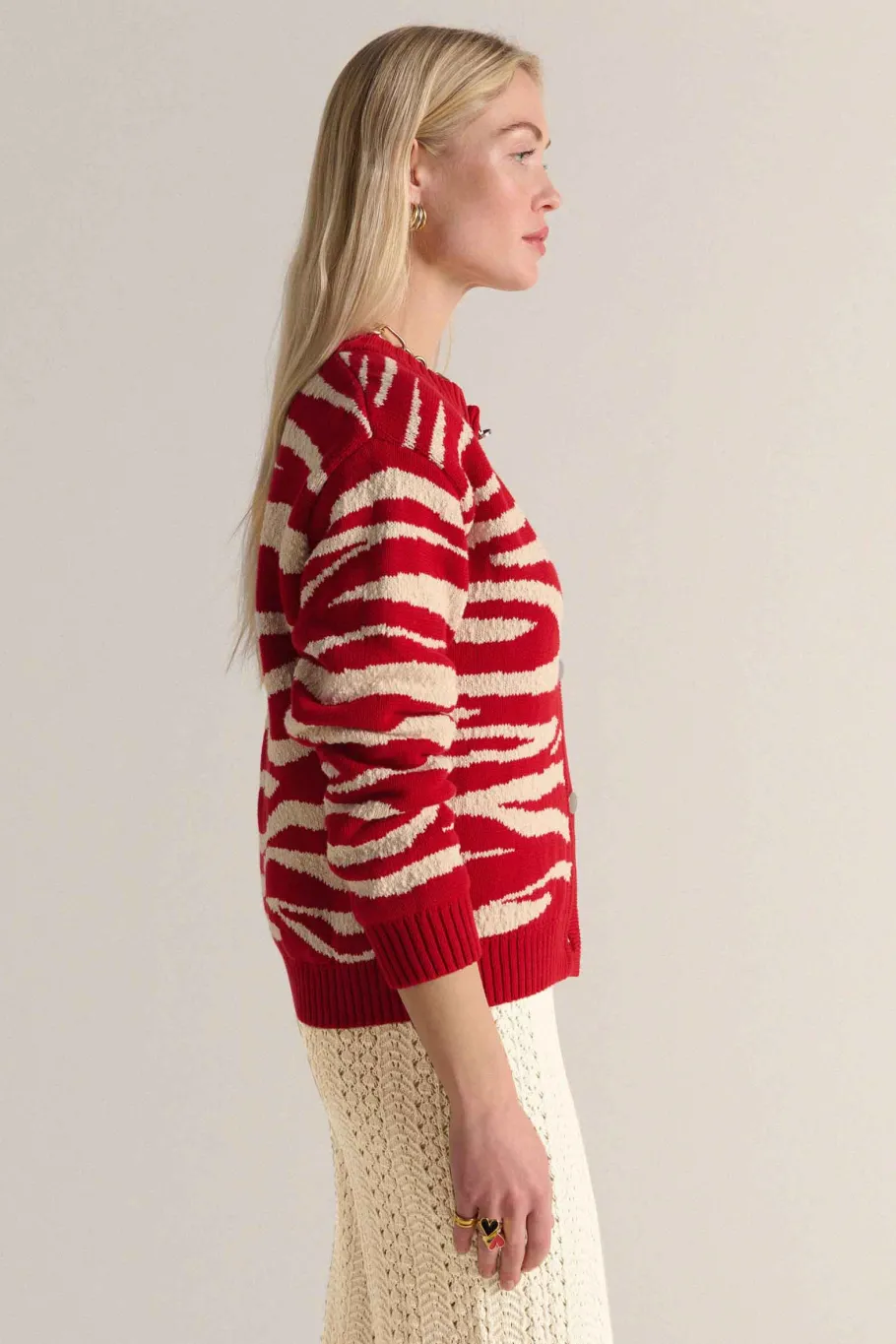 Pulls Et Cardigans|Balzac Cardigan Giboule Rouge Et Ecru