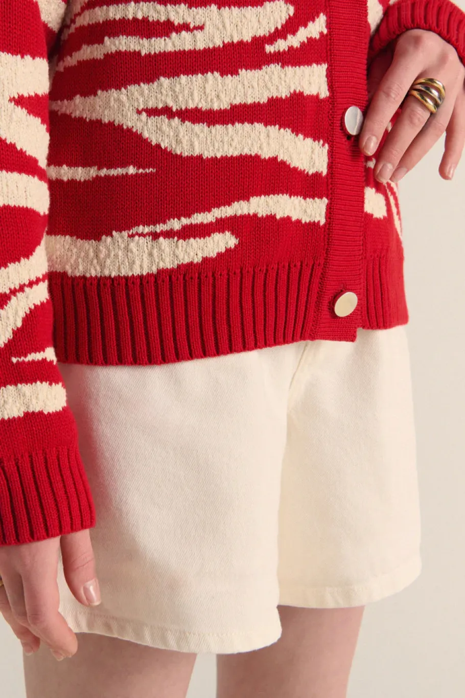 Pulls Et Cardigans|Balzac Cardigan Giboule Rouge Et Ecru