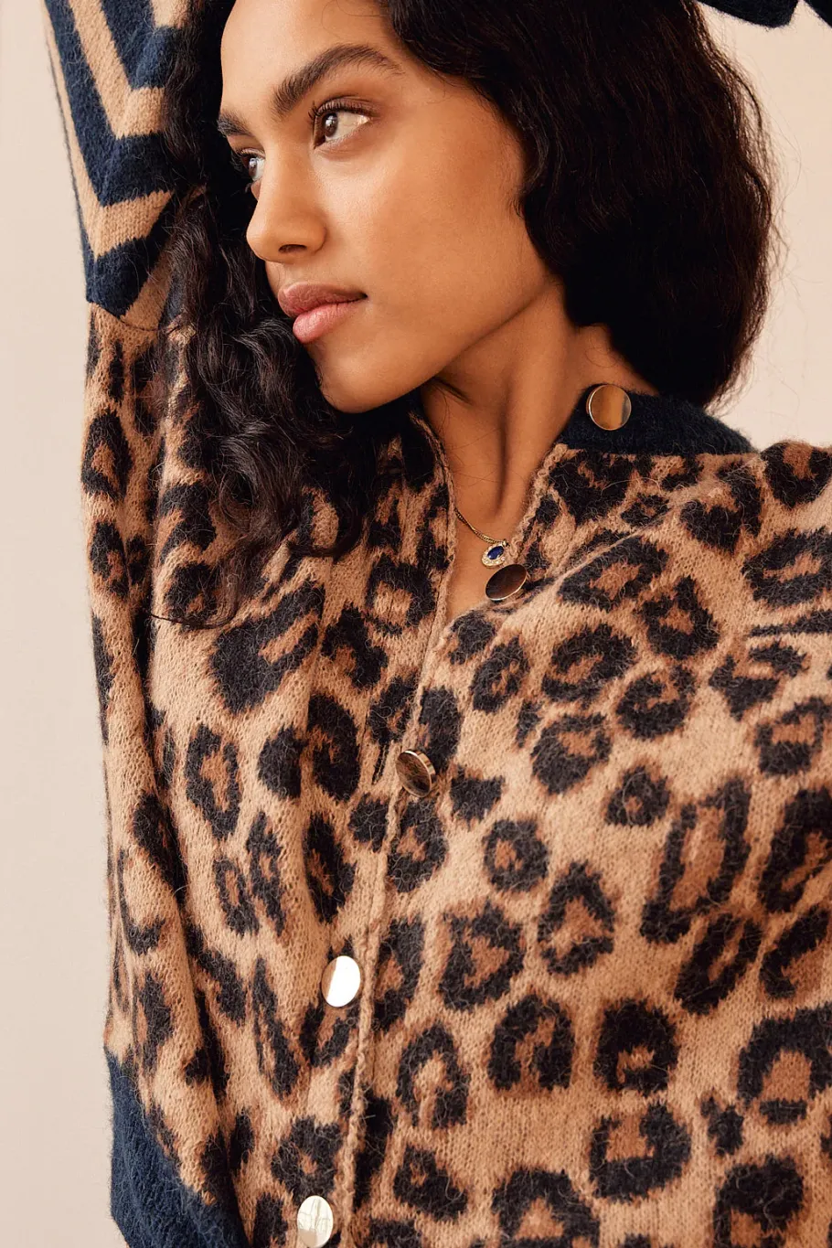 Pulls Et Cardigans|Balzac Cardigan Idole Rayures Bleu Et Leopard