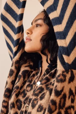 Pulls Et Cardigans|Balzac Cardigan Idole Rayures Bleu Et Leopard