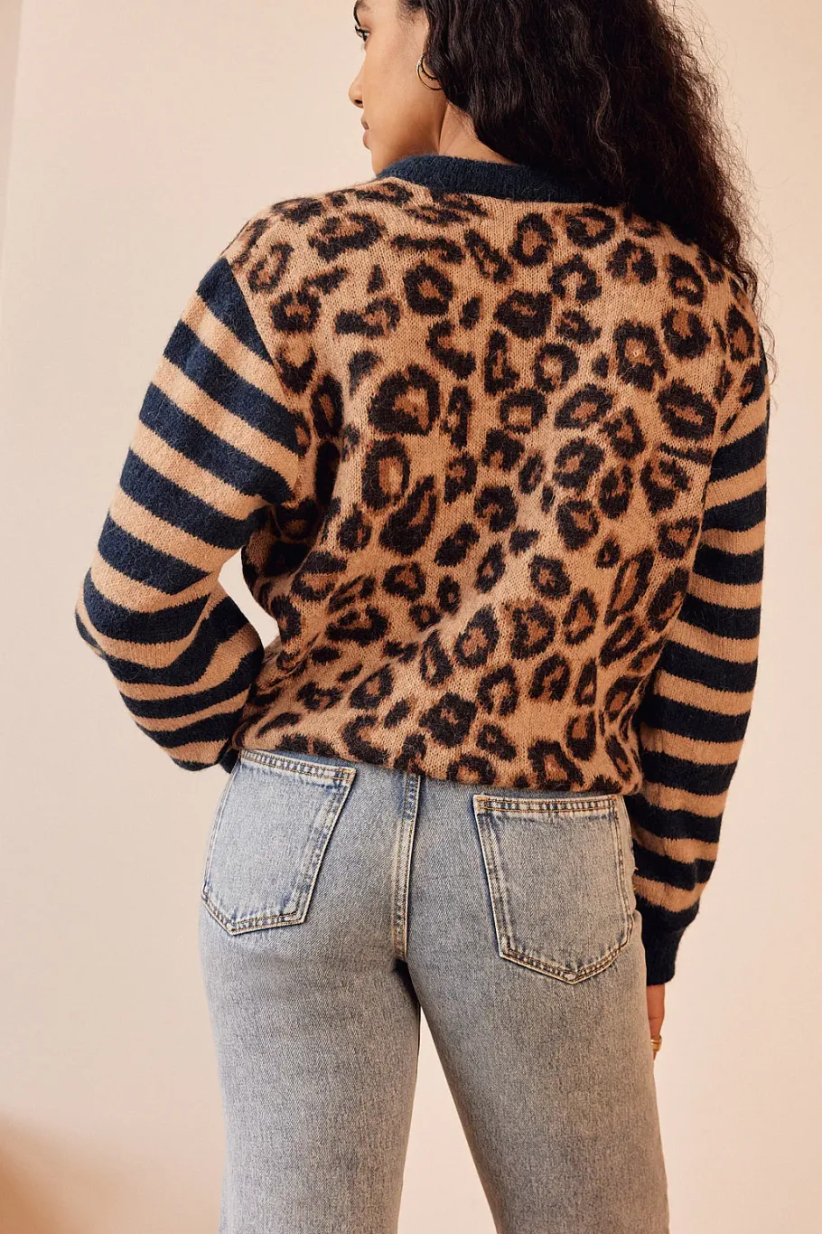 Pulls Et Cardigans|Balzac Cardigan Idole Rayures Bleu Et Leopard
