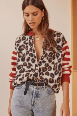 Pulls Et Cardigans|Balzac Cardigan Idole Rouge Et Leopard