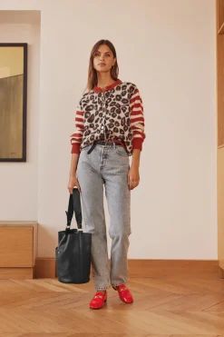 Pulls Et Cardigans|Balzac Cardigan Idole Rouge Et Leopard