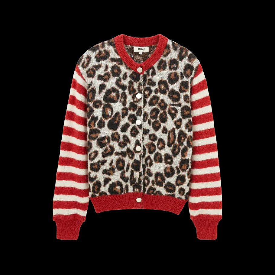 Pulls Et Cardigans|Balzac Cardigan Idole Rouge Et Leopard