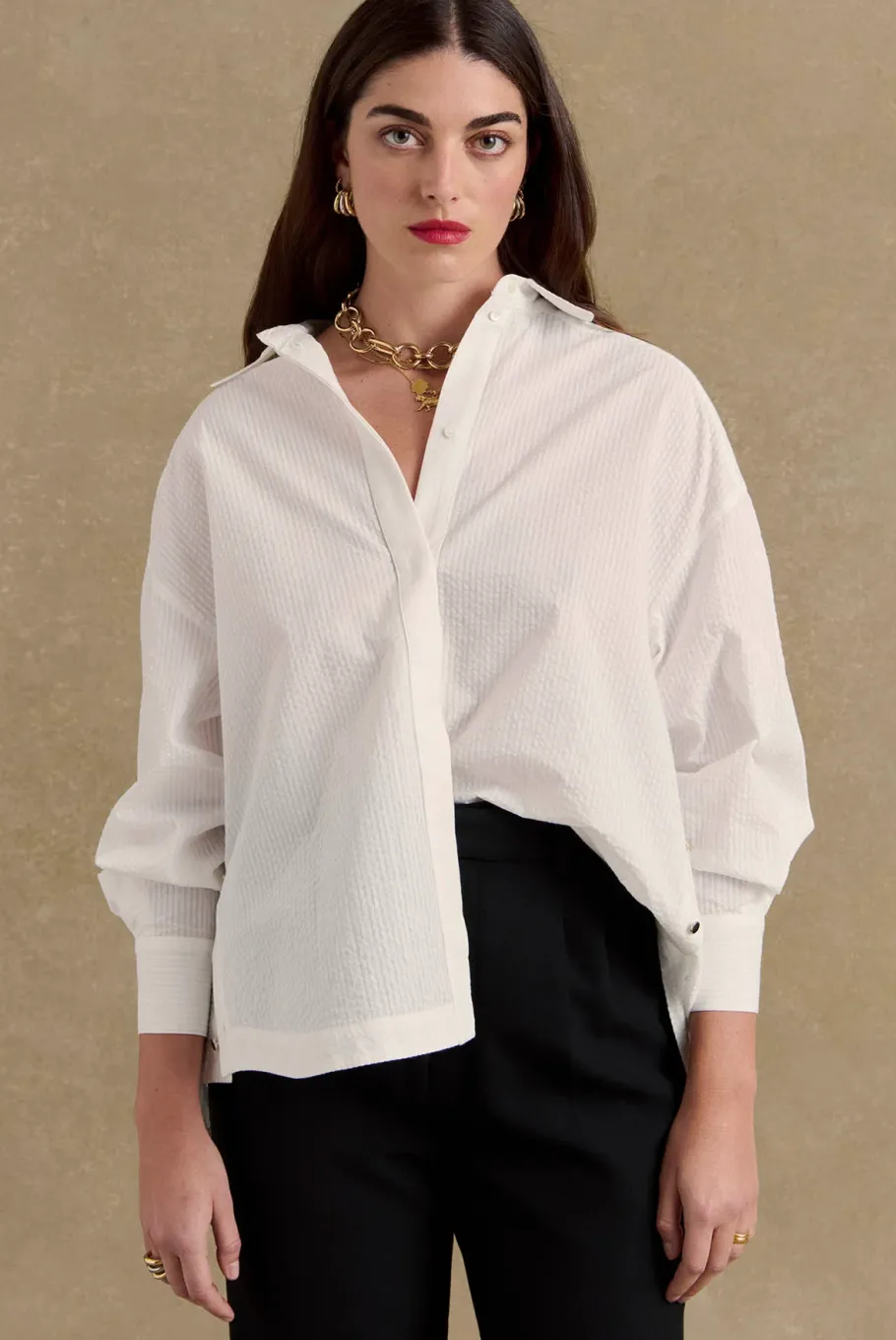 Chemises Et Blouses|Balzac Chemise Arthus Seersucker Blanc
