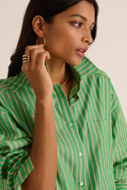 Chemises Et Blouses|Balzac Chemise Hector Rayures Vert Et Orange