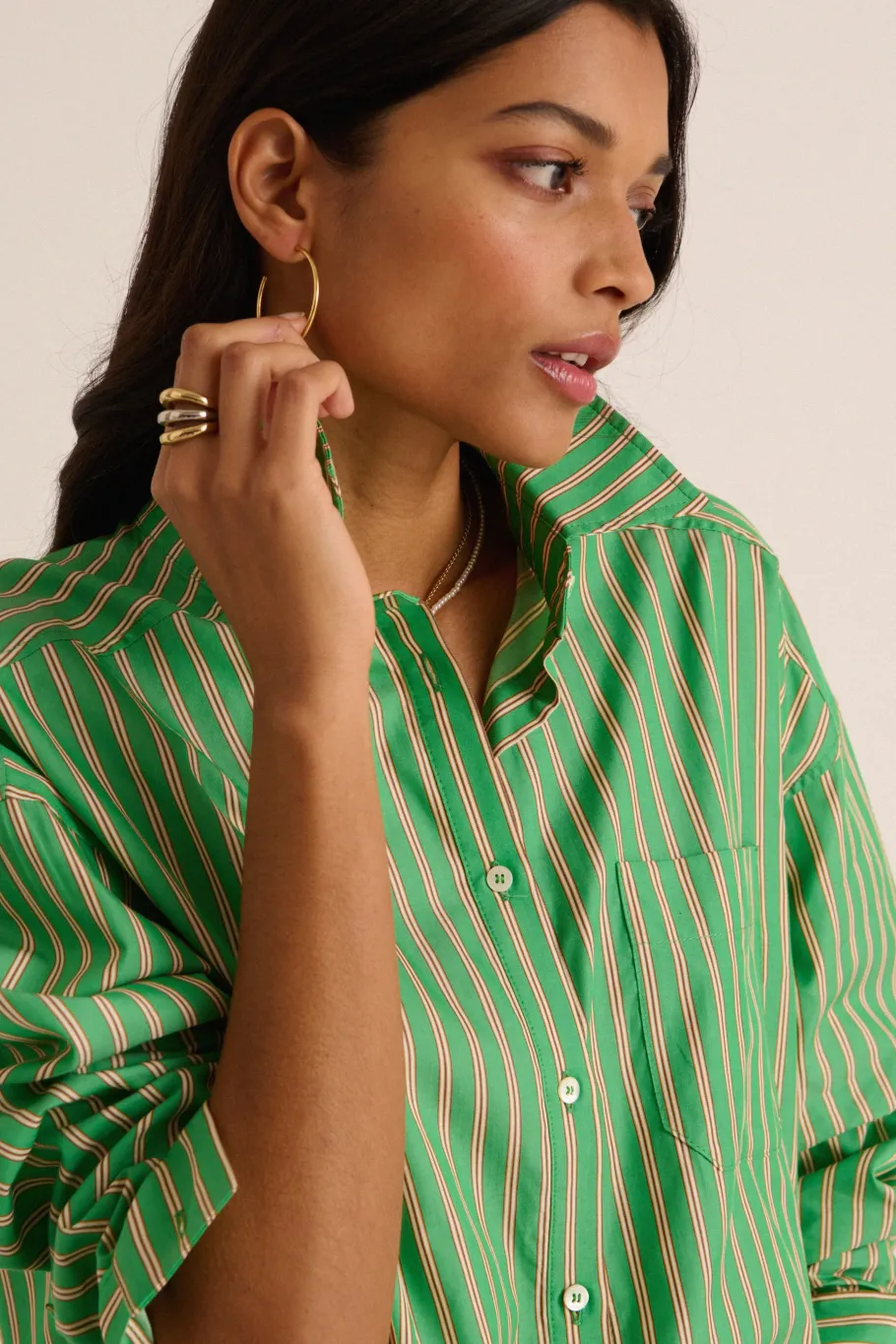 Chemises Et Blouses|Balzac Chemise Hector Rayures Vert Et Orange