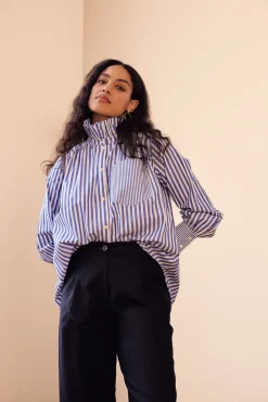 Chemises Et Blouses|Balzac Chemise Leonor Rayures Blanc Et Bleu