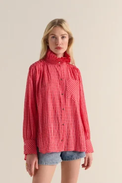Chemises Et Blouses|Balzac Chemise Leonor Vichy Rose Et Rouge