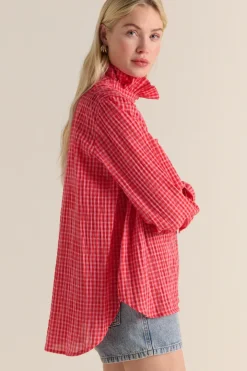 Chemises Et Blouses|Balzac Chemise Leonor Vichy Rose Et Rouge