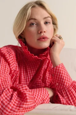 Chemises Et Blouses|Balzac Chemise Leonor Vichy Rose Et Rouge