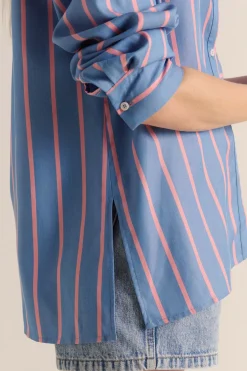 Chemises Et Blouses|Balzac Chemise Liseron Rayures Bleu Et Rose