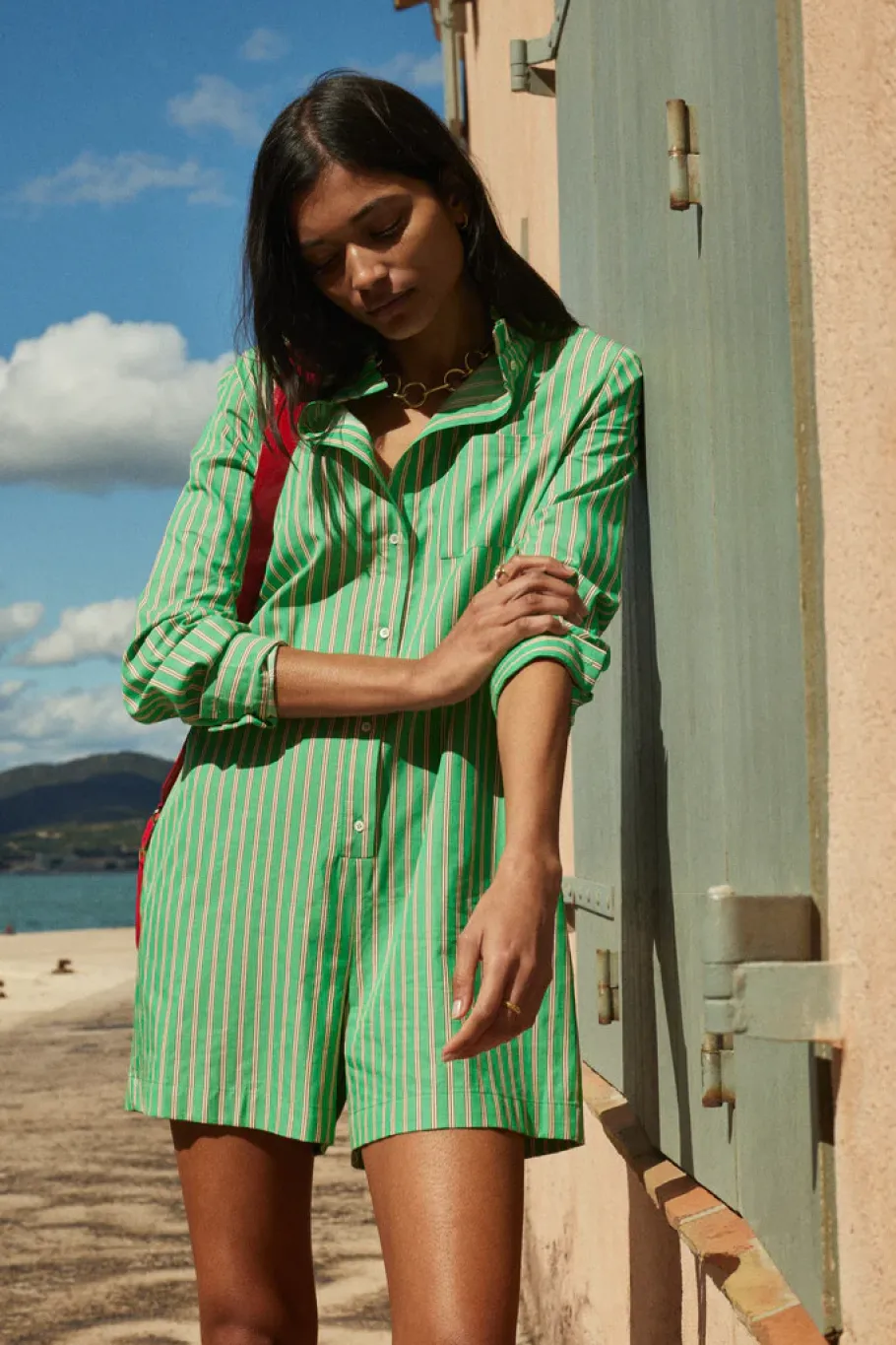 Combinaisons|Balzac Combinaison Papille Rayures Vert Et Orange