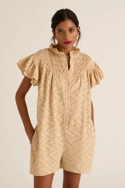 Combinaisons|Balzac Combishort Jade Broderie Anglaise Beige