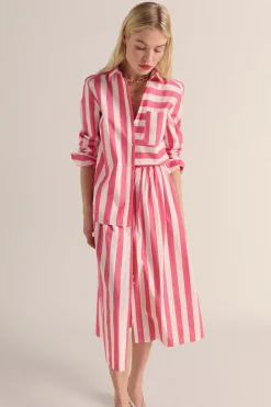 Jupes Et Shorts|Balzac Jupe Sally Rayures Rose