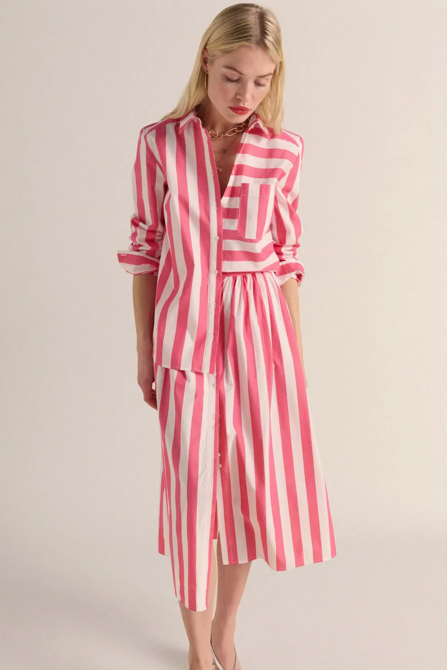 Jupes Et Shorts|Balzac Jupe Sally Rayures Rose