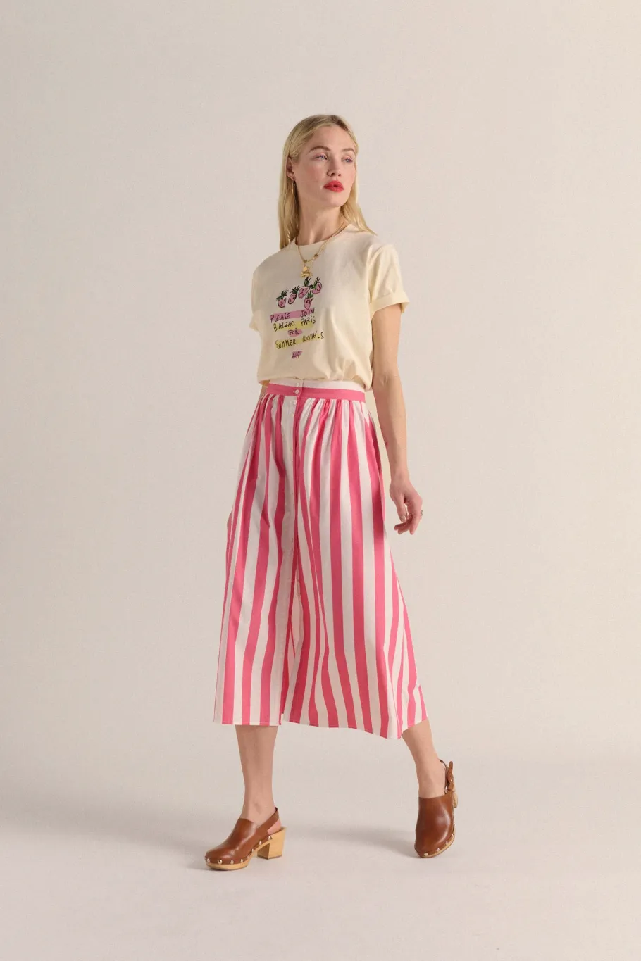 Jupes Et Shorts|Balzac Jupe Sally Rayures Rose