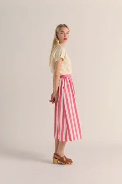 Jupes Et Shorts|Balzac Jupe Sally Rayures Rose