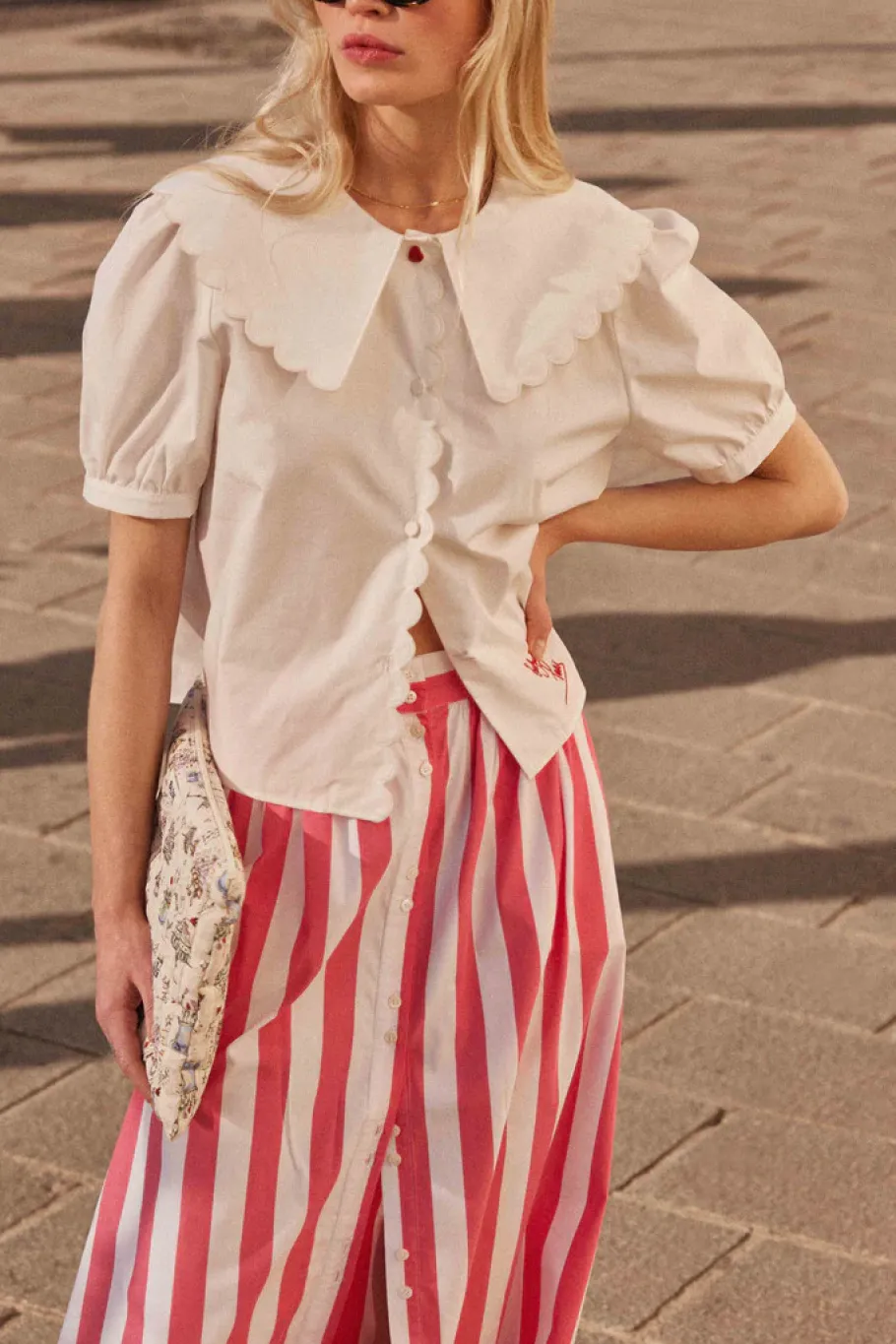 Jupes Et Shorts|Balzac Jupe Sally Rayures Rose