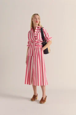 Jupes Et Shorts|Balzac Jupe Sally Rayures Rose