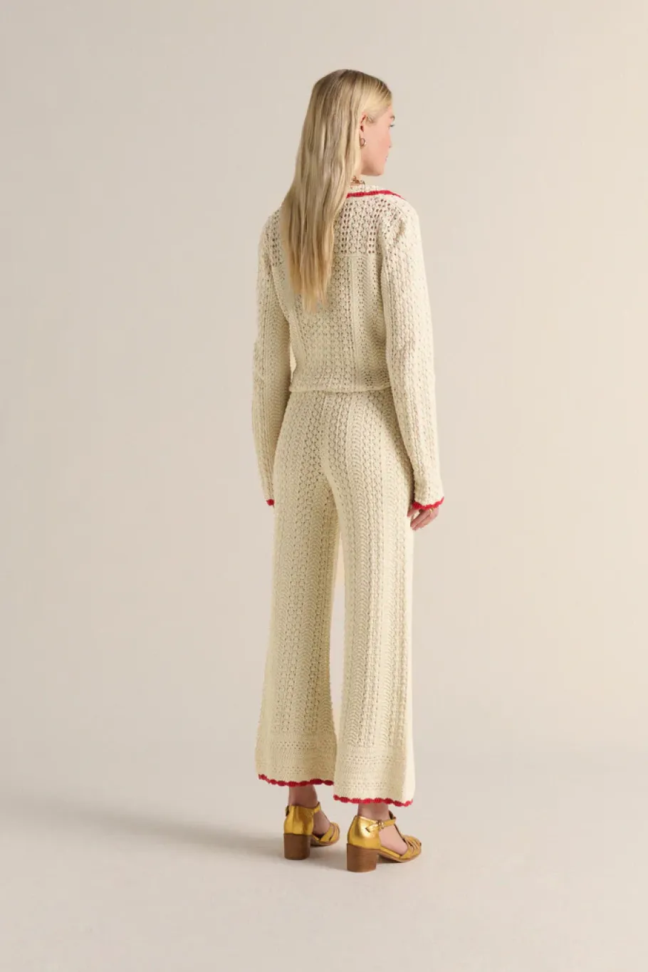 Pantalons|Balzac Pantalon Paysage Ecru Et Lisere Rouge