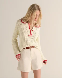 Tee-Shirts Et Bodies|Balzac Polo Gabin Ecru Et Rouge