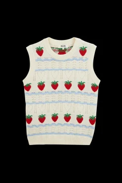 Pulls Et Cardigans|Balzac Pull Priska Ecru Et Fraises Rouges