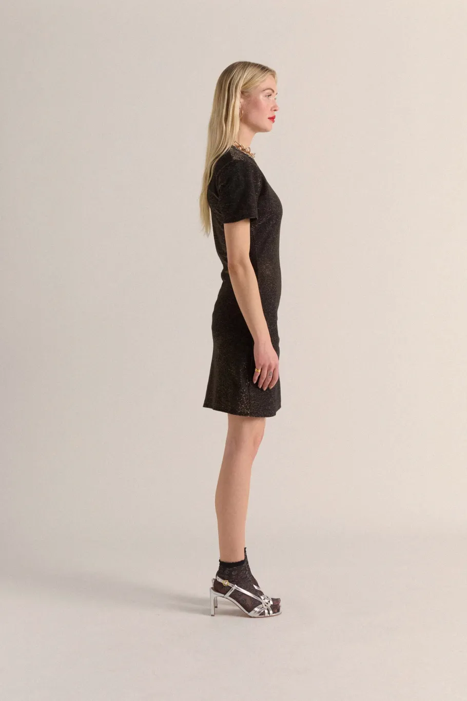 Robes|Balzac Robe Floreal Noir Irise Dore