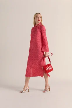 Robes|Balzac Robe Pepite Vichy Rose Et Rouge