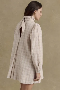Robes|Balzac Robe Saga Carreaux Beige Et Blanc