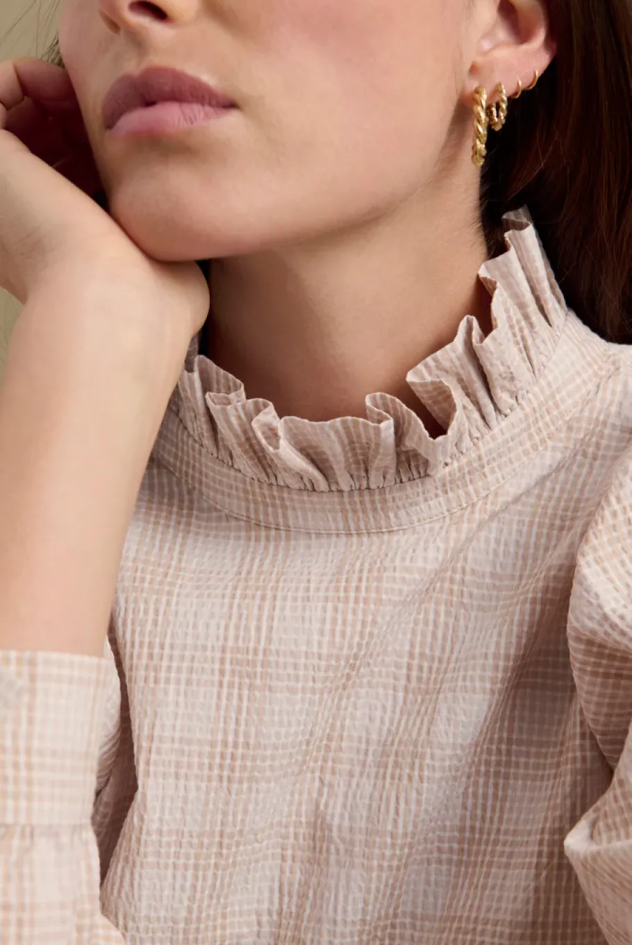 Robes|Balzac Robe Saga Carreaux Beige Et Blanc