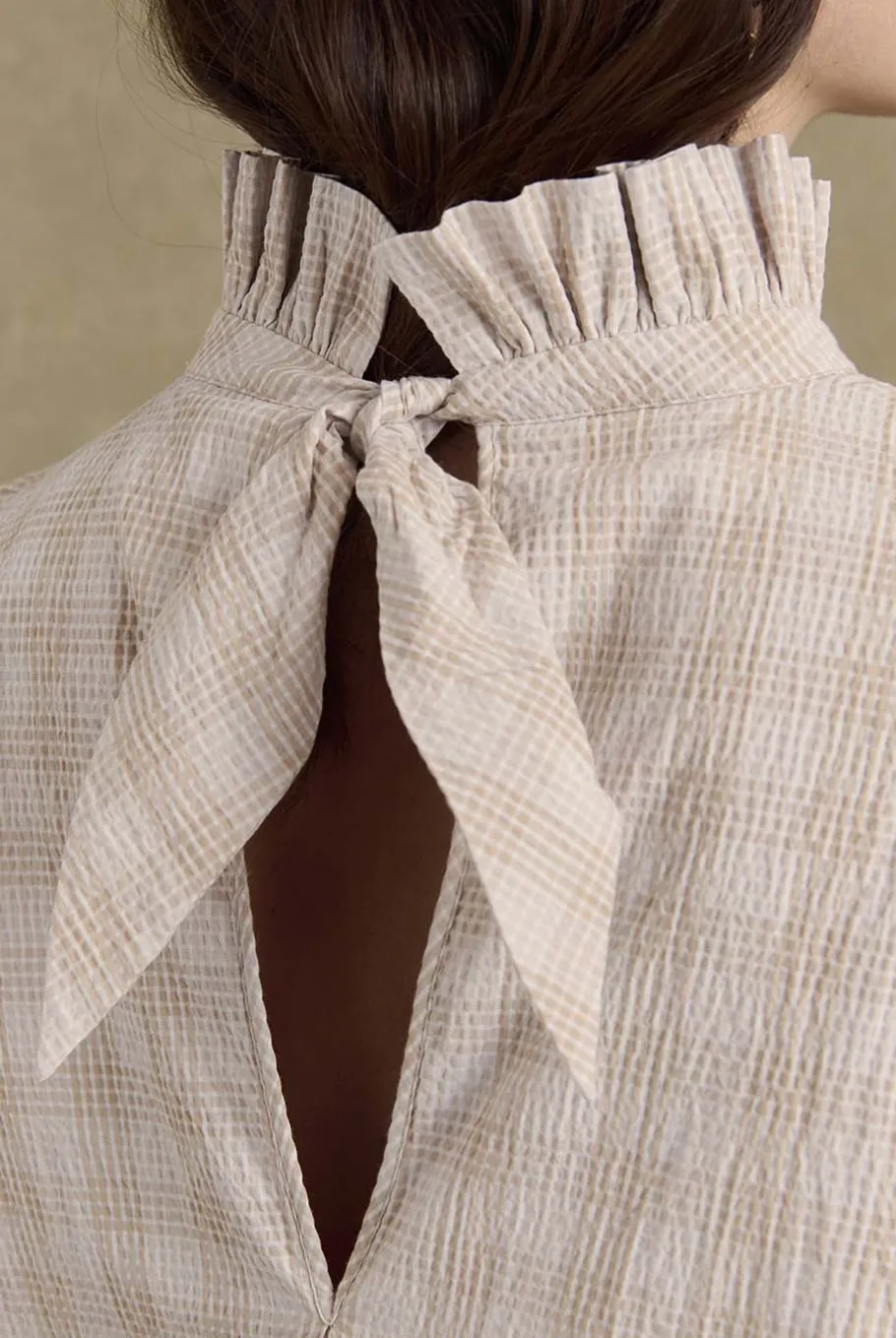 Robes|Balzac Robe Saga Carreaux Beige Et Blanc