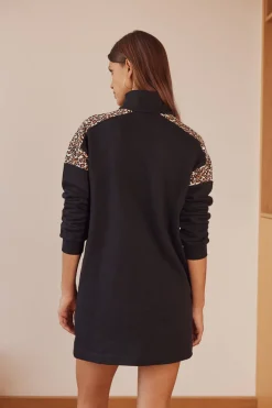 Robes|Balzac Robe Ugolin Noir Et Leopard