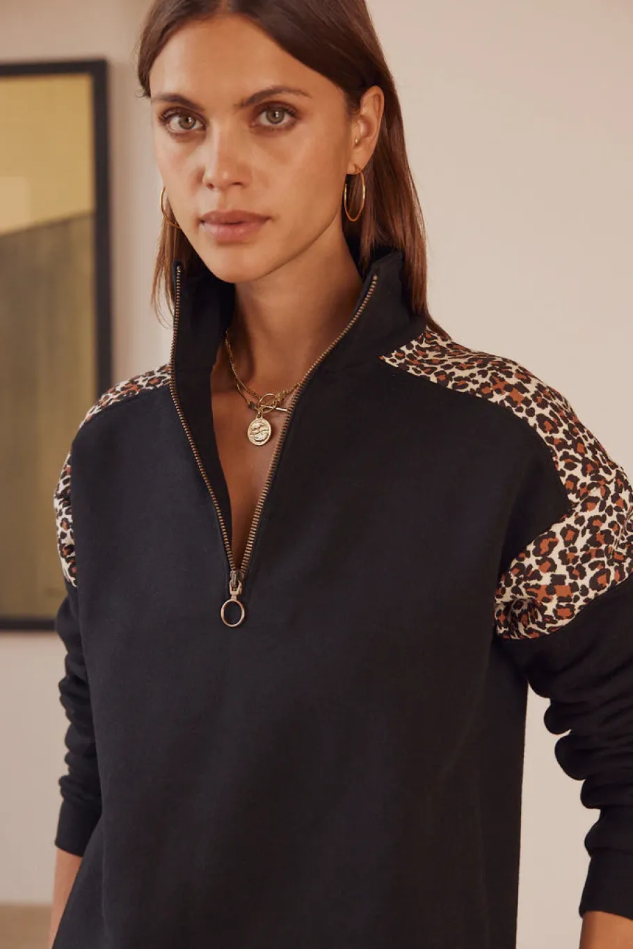 Robes|Balzac Robe Ugolin Noir Et Leopard