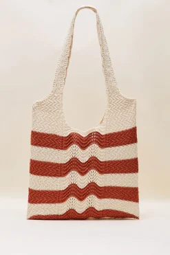 Pochettes Et Cabas|Balzac Sac Playa Raye Ecru Et Brique