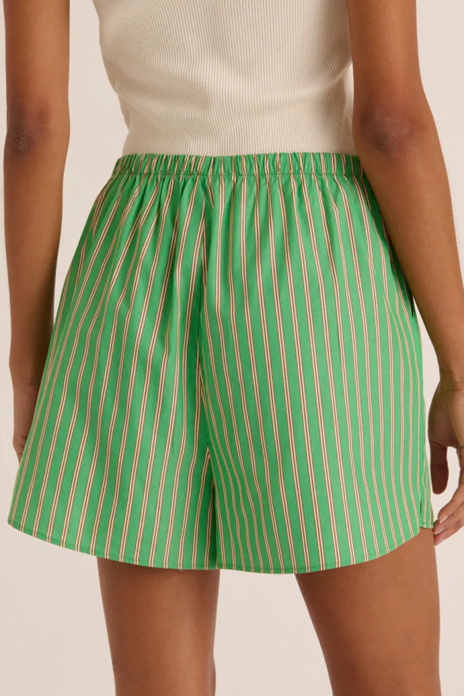 Jupes Et Shorts|Balzac Short Lino Rayures Vert Et Orange