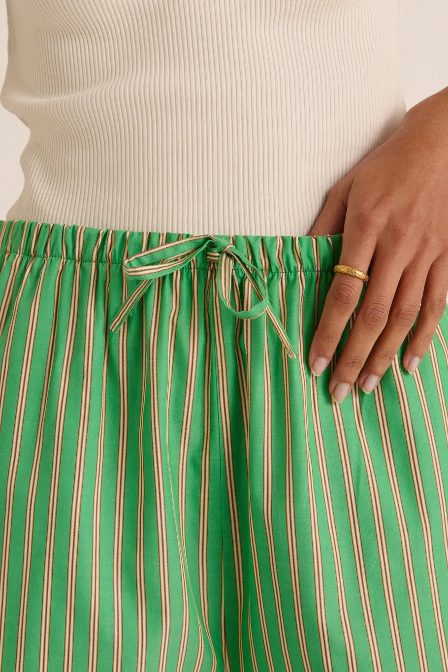Jupes Et Shorts|Balzac Short Lino Rayures Vert Et Orange