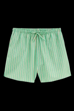 Jupes Et Shorts|Balzac Short Lino Rayures Vert Et Orange