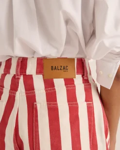 Jupes Et Shorts|Balzac Short Triomphe Rayures Rouge Et Blanc