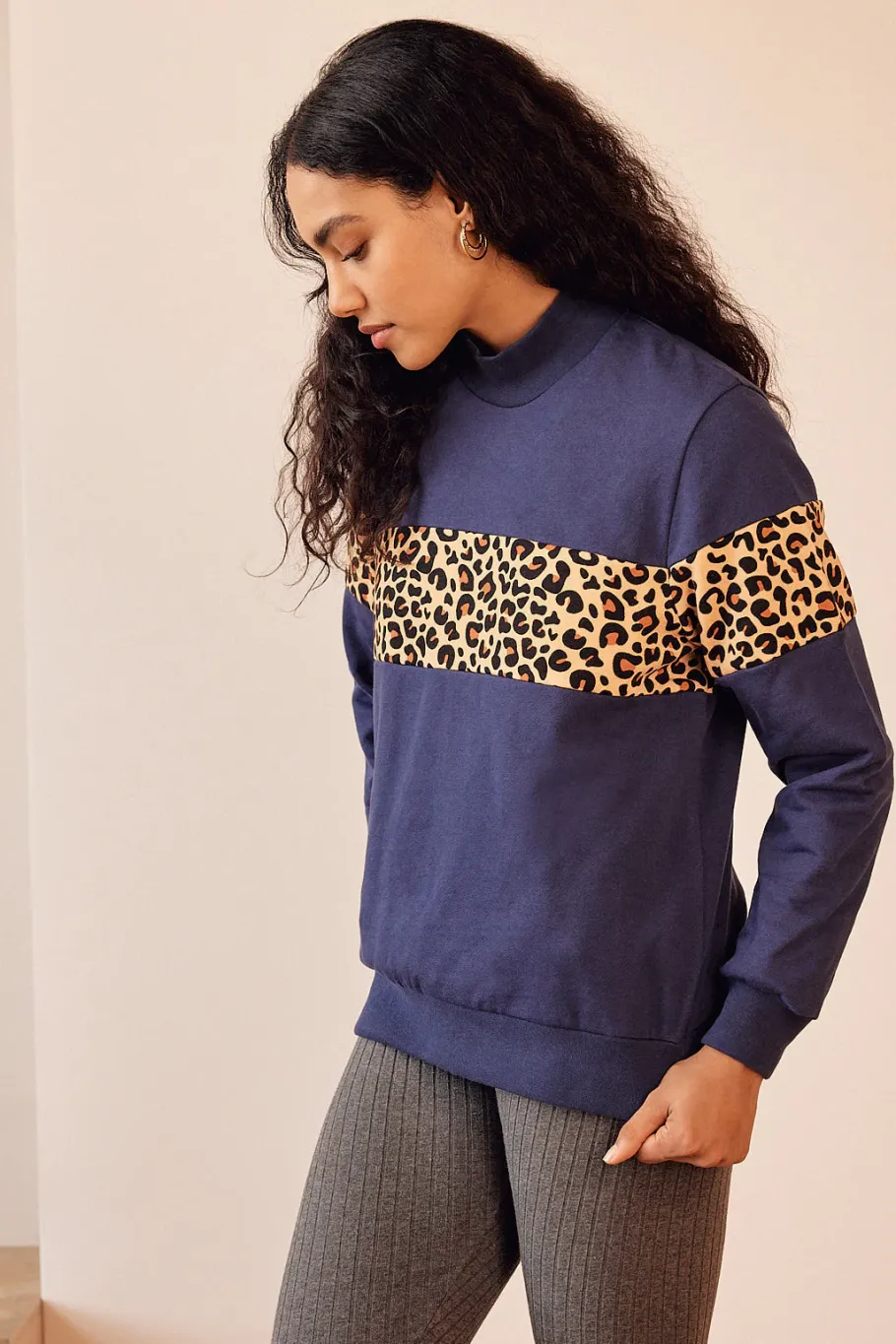 Sweatshirts|Balzac Sweat Anvers Marine Et Leopard
