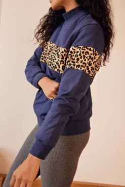 Sweatshirts|Balzac Sweat Anvers Marine Et Leopard