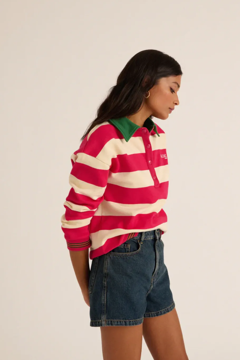 Sweatshirts|Balzac Sweat-Shirt Alvar Rayures Rose Et Vert