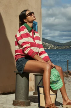 Sweatshirts|Balzac Sweat-Shirt Alvar Rayures Rose Et Vert